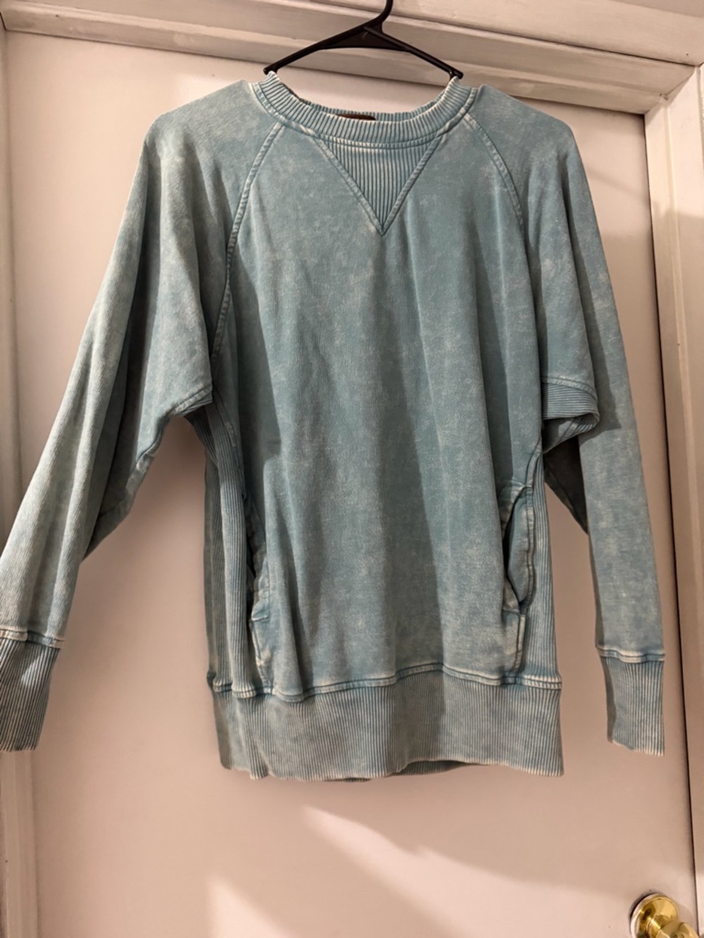 Zenana Outfitters Washed Teal Crewneck Sweatshirt